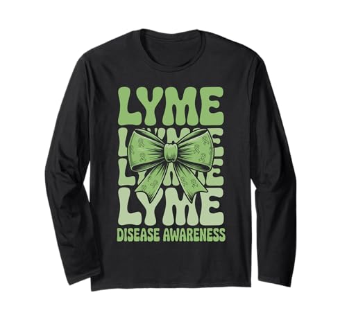 Lyme Warrior Groovy Bow Coquette Lyme Disease Awareness Manga Larga