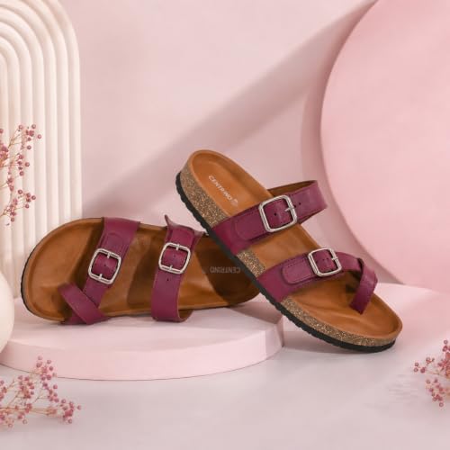Image of Centrino Women's Berkin-Style Slip-On Sandals | Open Toe Design | Soft PU Footbed | Lightweight & Comfortable | Arch Support | On-Grip Sole | Casual Outdoor Wear (7693)