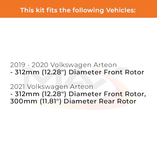 Image of Max Advanced Brakes Front & Rear Brake Kit Compatible With 2019 2020 2021 VW Arteon w /12.28 inch Front Rotors Replacement Premium OE Disc Brake Rotors and Ceramic Brake Pads