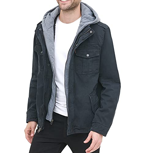 Image of Levi's Men's Washed Cotton Hooded Military Jacket (Regular & Big & Tall Sizes)