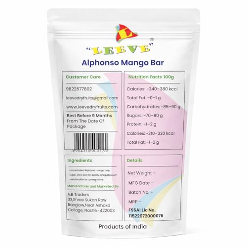 Image of Leeve Alphonso Mango Bar (Aam Papad) 800g | Real Mango Fruit Bar | Sweet & Tangy Snack | Kids Favorite | Travel Snack | No Added Preservatives | Traditional Indian Aam Papad