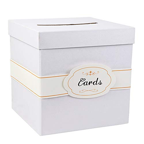 OurWarm White Gift Card Box with Cards Label, Large Size Money Box Card