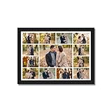 GlowArt – Customized Collage Photo Frame with 13 Photo Upload | Personalized Home Decor Gift for Men, Women, Couples & Family | Birthday, Anniversary & Wedding Collage | A4 & A3 Large Size Frames | Black Synthetic Wooden Wall