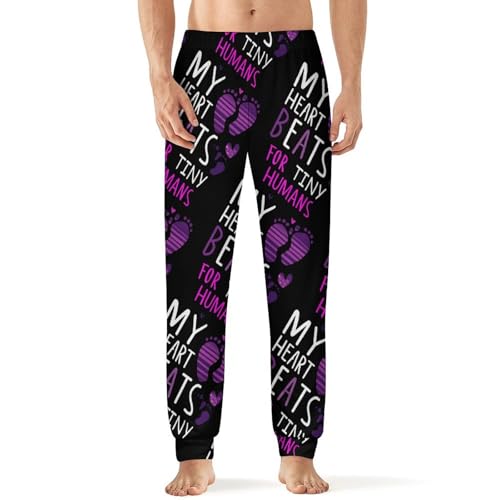 My Heart Beats For Tiny Humans Men's Pajama Bottoms Sleep Lounge Soft Comfy Pants Sleepwear