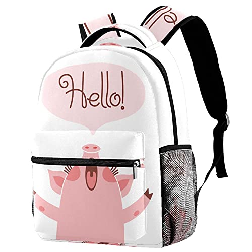 Sac à dos de voyage cochon rose pour enfants avec porte-bouteille