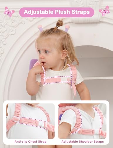 Image of JunNeng Baby Head Protector Backpack for Walking Crawling, Dot Butterfly | Soft, Breathable, Adjustable, Baby Fall Back Head Protector for Falling, Purple Dots Butterfly