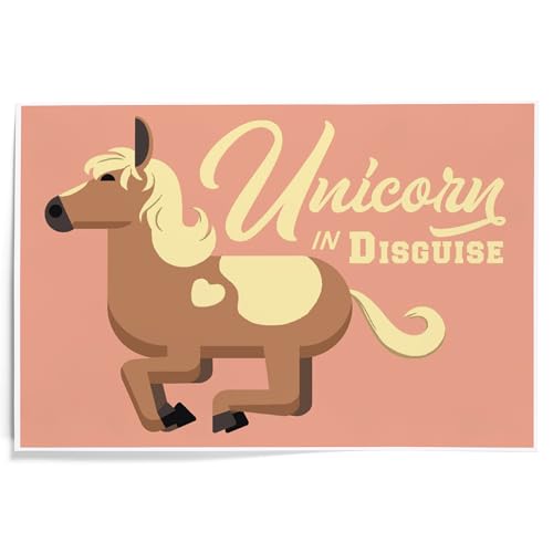 Lantern Press 12x18 Inch Art Print, Home Decor, Pony, Unicorn in Disguise, Geometric