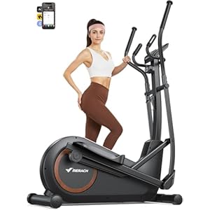 MERACH Crosstrainer für Zuhause mit 42 cm Schrittlänge, Ultraleise Ellipsentrainer mit Magnetwiderstand, 16 Widerstandsstufen, für Effektives Ausdauertraining, Eigener App, Belastbar Bis 150 kg