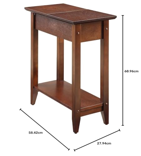 Image of 3-Tier End Table /Side Table /Nightstand with Wood Poles - Indian Sheesham /Mahogany Finish, - Modern Storage Accent for Living Room, Bedroom, or Bedside (Modern)