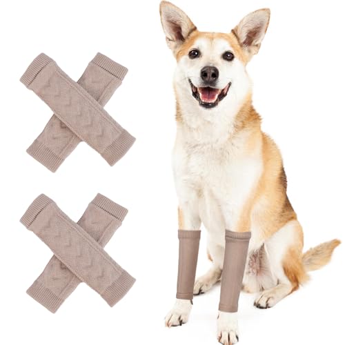 Image of 4 PCS Dog Recovery Sleeve Front Leg Reduce Licking Scratching Elbow | Soft Knitting, Stretchy Fit Sleeves, Helps Reduce Licking, Dog & Cat Friendly, Easy to Wear, Daily Leg Coverage