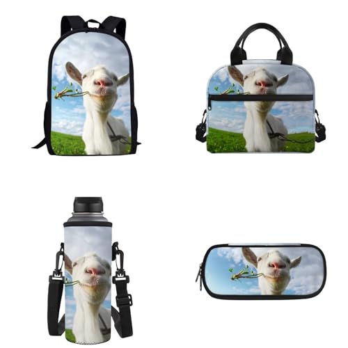 Set di 4 zaini da viaggio per bambini ragazzi e ragazze borsa per il pranzo per la scuola Alpaca Taglia unica Zaino per