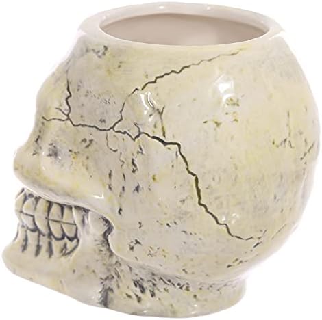 Ancient Skull Head Ceramic Shaped Mug, Tea Coffee Hot Drinks, Decorative Gift Box, Home Kitchen Office Height 10.5cm Width 12.5cm Depth 12.5cm