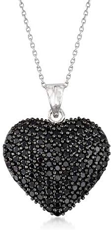 Ross-Simons 4.00 ct. t.w. Pave Black Spinel Heart Pendant Necklac...