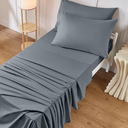 VACVELT 4PCS Cot Sheets 31 x 75 Inch Silver Grey Cot Fitted Sheet Ultra Soft and Breathable Microfiber Bed Cover Snug Fit for Narrow Twin/RV Bunk/Camper Bunk/Guest Beds/Trifold Mattress