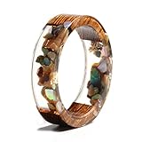 NDJEWELRY - Anillo de Resina de Madera con Incrustaciones de Turquesa y Cristal Transparente, Hecho a Mano para Ella