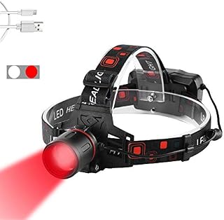 WESLITE Red Light Head Torch Rechargeable, Red LED Headlamp Zoomable Hunting Headlight Ultra Bright Red Head Light for Astronomy, Night Vision and Hog Coyote Varmint Hunting (Red & White Light)