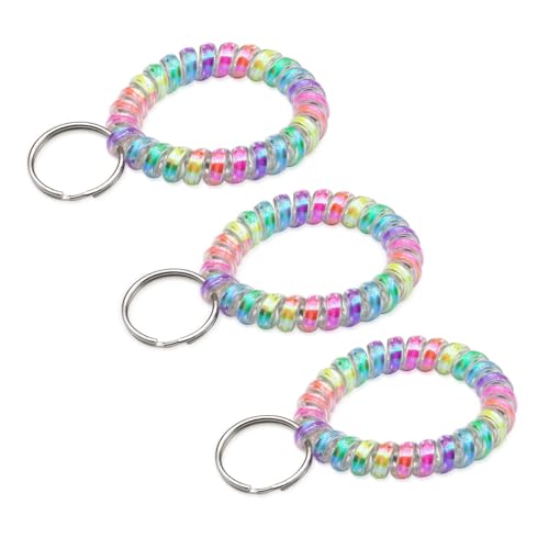 Image of TENOC Spiral Coil Keychain, Anti-lost Key Chain Holder Lanyard Cord for Sauna Outdoor Sports and Gym Pool