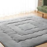 クモリ(Kumori) こたつ敷布団 190X190m こたつマット 単品売り 正方形 蓄熱わた使用 吸湿発熱 ラグ 両用 カーペット 極厚 厚手 おしゃれ キルトラグ ホットカーペット対応 滑り止め付き 無地 フランネル こたつ下敷き グレー