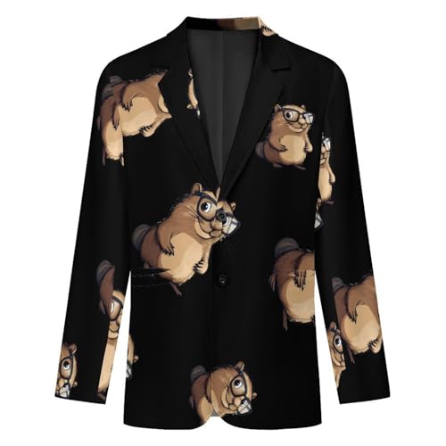 Groundhog in Glasses Mens Blazer Lightweight Sport Coat Two Button Suit Jackets4