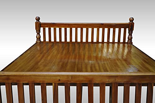Image of Wooden cot Queen Size (75X60 inch) bedsize Without Storage Teak Finish (Brown)