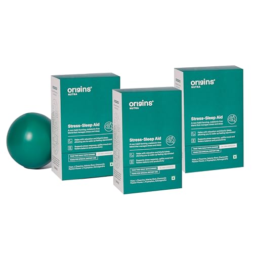 Image of Stress-Sleep Aid Capsules| Melatonin Free| Non-Habit forming| Calmer mind & Restful sleep| GMP Certified |Non-GMO |For Men & Women| 56 Capsules (Pack of 3)