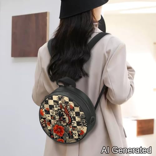 Image of Women Novelty Round Clock Shape Zippered Clock Purses for Women Tote Handbag Shoulder Bag, Gift for Mom Girlfriend