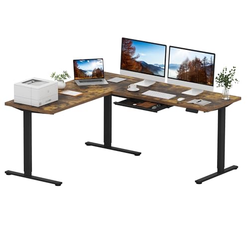 Image of SANODESK 71x63 Electric L-Shaped Corner Standing Desk with Drawer