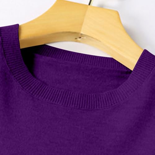Image of Sweaters for Women Fall Long Sleeve Lightweight Crewneck Knit Tops Casual Soft Pullover Sweater Base Layer Shirts