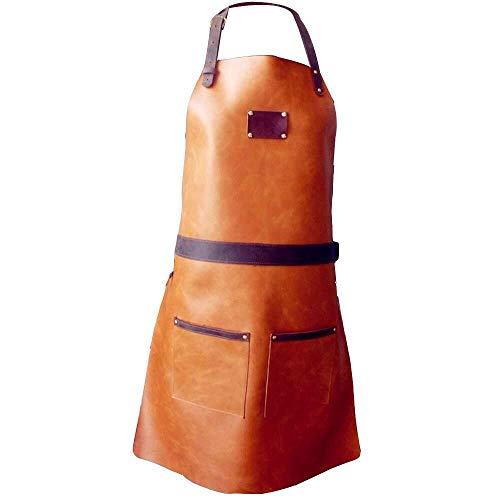 LGRGQ Leather Waterproof Apron Chef Craftsman Artisan Work Clothes Waist (Size : C85*64cm)