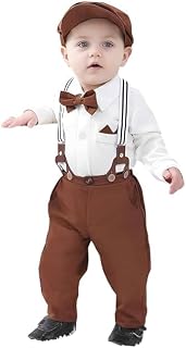 doblo Baby Boy Clothes Gentleman Outfits Suits Summer Short Sleeve Bowtie Bodysuit Shirts + Suspender Shorts + Beret Hat Price In India