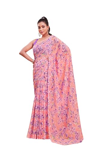 Image of Garden Vareli Summer Roganza Viscose Brasso Floral Print Christmas Special Saree