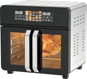 Royal Swiss Oil Free Air Fryer Oven 23L – 2400W, 10 Programs, Large Family Capacity Up to 8 People, LED Screen, Rotisserie, Double Doors, Timer and Temperature Regralter