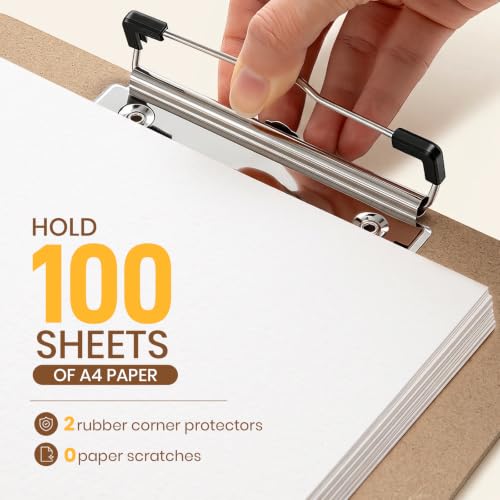 HappyHapi 16 Pack Clipboard, 8.5x11 Clip Board Bulk, Wooden Clipboard