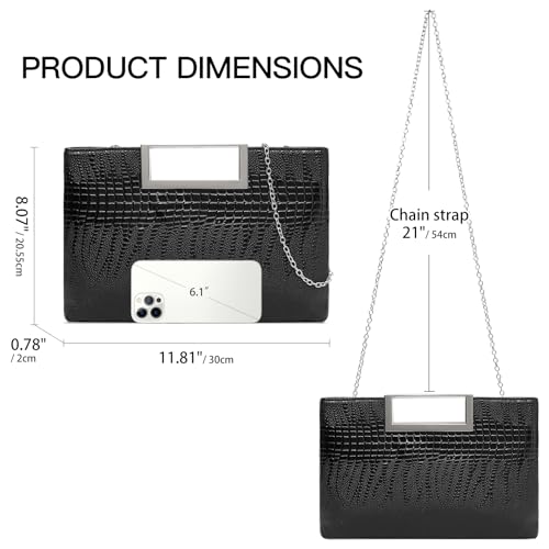 Image of RNIEGA Vegan Leather Handbag Clutch Purses for Women Formal Stylish Evening Clutch for Weddings, Proms, Cocktail