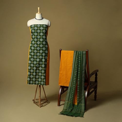 Image of Traditional Odisha Sambalpuri Ikat Cotton Dress Material for Women
