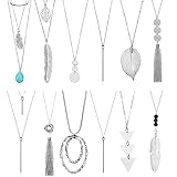 ❤SE ADAPTA A TODAS LAS TEMPORADAS❤ 12 collares de moda para todas las estaciones. Un collar de hojas único es perfecto para vestirse en primavera, un collar de triángulo simple es adecuado para un chaleco en verano, un collar en capas es adecuado para una camisa de color sólido en otoño y un collar de borlas es adecuado para un suéter de invierno. Los estilos exquisitos te hacen más atractivo y atractivo entre la multitud.