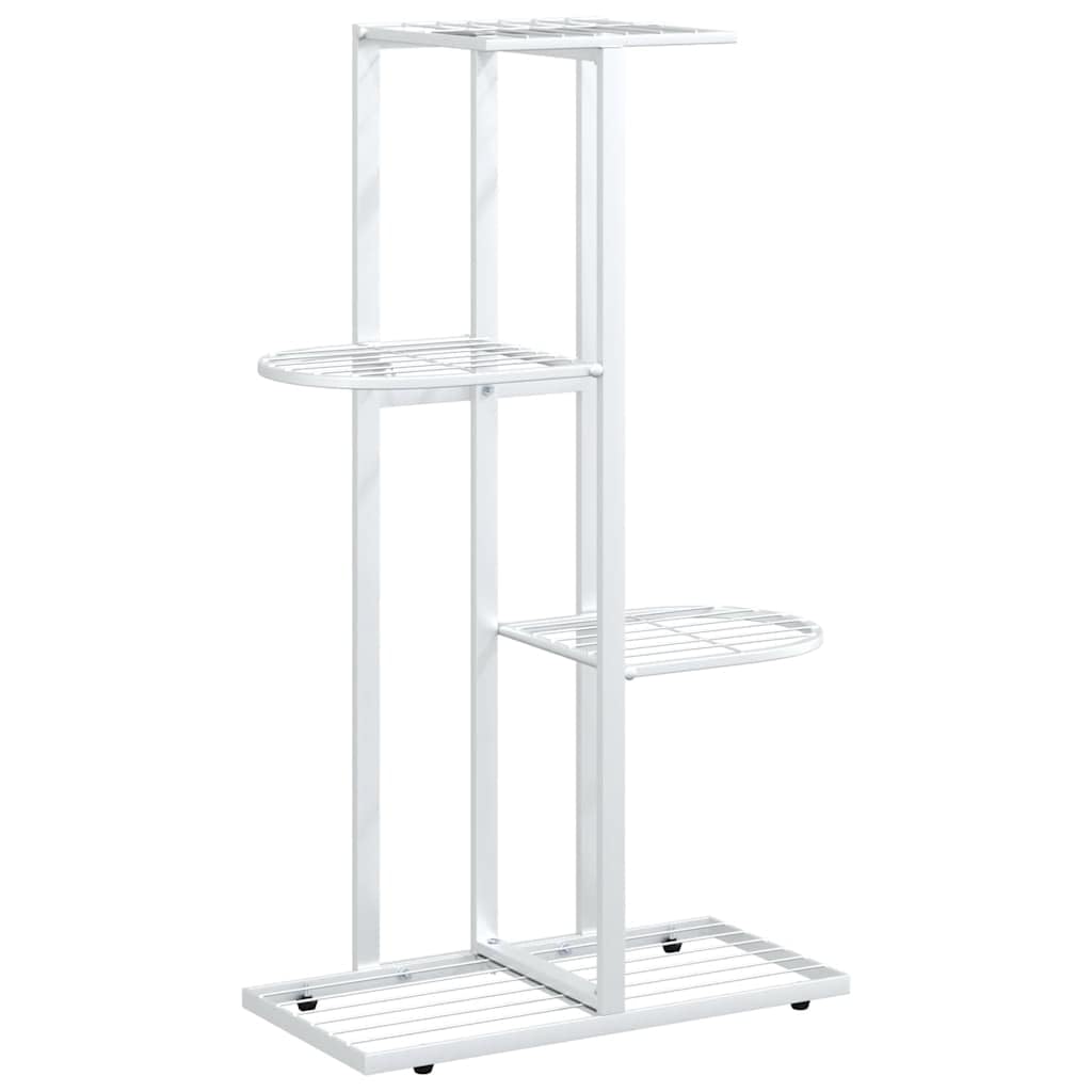 Metalowy stojak na kwiaty biały 4 poziomy 43x22x76 cm