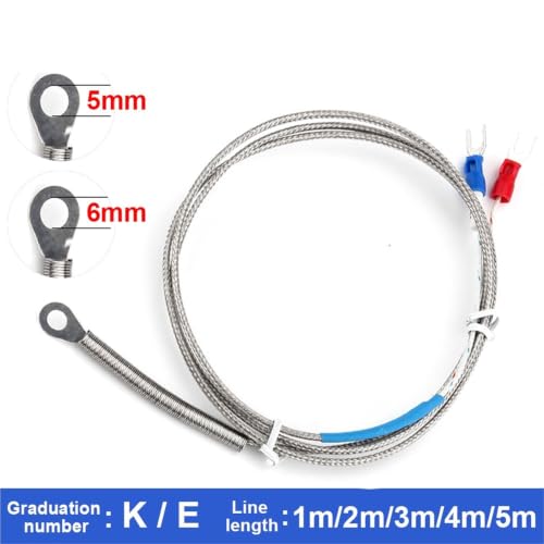 Sensor termopar tipo E de 2 metros con terminal de arandela de 6mm de apertura 2