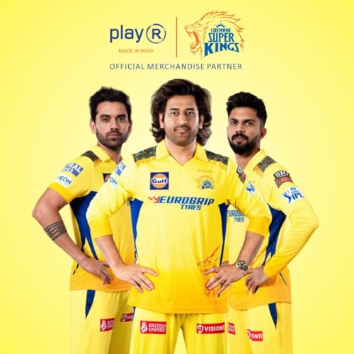 Image of playR x Chennai Super Kings English Willow Bat, Premium Handcrafted CSK Cricket Bat for Power Shots, Durable, Lightweight for Training, Casual, Club Matches & All Season - Size 6