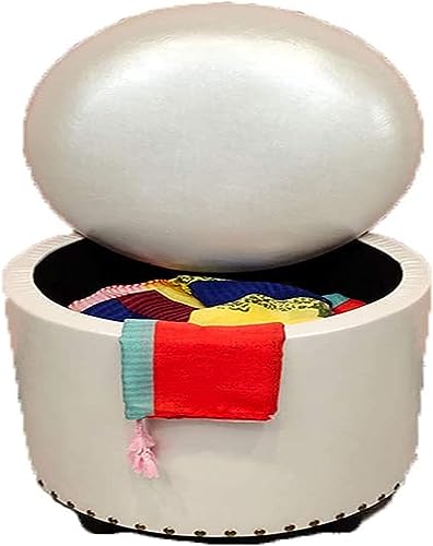 Poufs ronds blancs 42x42 cm avec boîtes de rangement intégrées