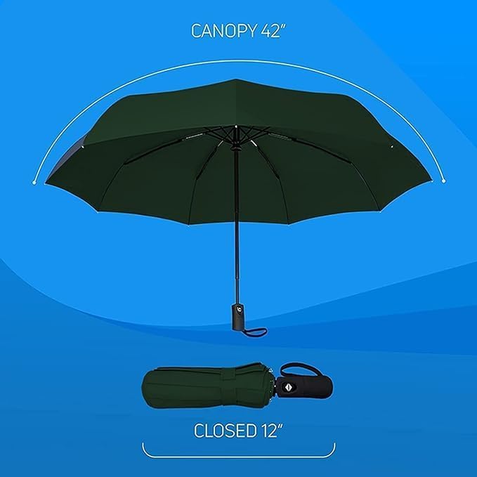 Image of TEKCOOL Umbrella, UV Big Size Umbrella for Sun Protection Rain Windproof Strong large 3 fold for men women kids boys girls Perfect small & stylish Windproof & Compact(Black)