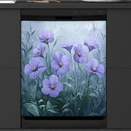 Panel frontal magnético para lavavajillas decorativo Mexpekil de flores moradas 53x66cm