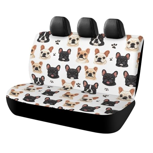 GVYGVY Fundas de asiento trasero de coche para camiones SUV – Lindo perro carlino estampado tela transpirable debajo del asiento del coche, ligera elasticidad, universal para asiento trasero de