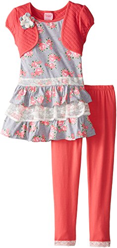 Nannette Little Girls' 2 Piece Fashion Pant Set with Knit Lace Pullover