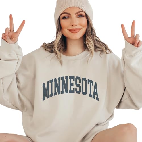Minnesota Sweatshirt - Minnesota MN Pullover - Faded Vintage Athletic Aesthetic Varsity Style - Trendy State Travel Gift For Him or Her - Unisex Crewneck Sweatshirt