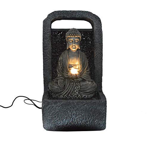 DRULINE Netherland LED Zimmerbrunnen Buddha Wasserfall, Outdoor, 38 x 64 x...