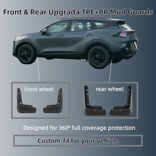 Image of No Drill Mud Flaps Compatible with 2023-2026 Kia Sportage,OEM Style Textured Black Custom Fit All Weather Exterior Accessories(4PCS)