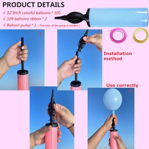 Image of Thickened Balloons 100Pcs Birthday Balloons Assorted Colors 12 Inch Colorful Rainbow Balloon Party Latex Balloon with Pump