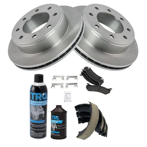 Image of TRQ Rear Brake Pad & Rotor Kit Semi-Metallic Compatible with Chevrolet GMC Hummer