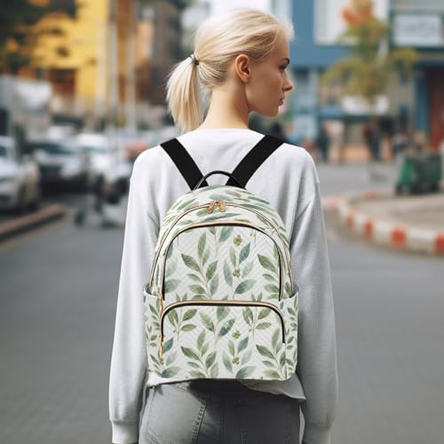 Mini sac à dos matelassé imprimé feuilles vertes ultra léger et moderne - 7